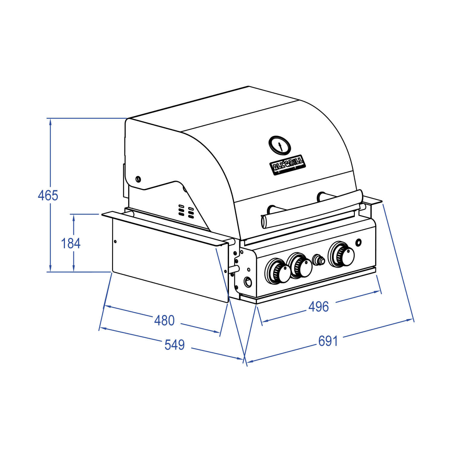 AllGrill Chef S Black Built-In Einbaugrill 2 Brenner Air