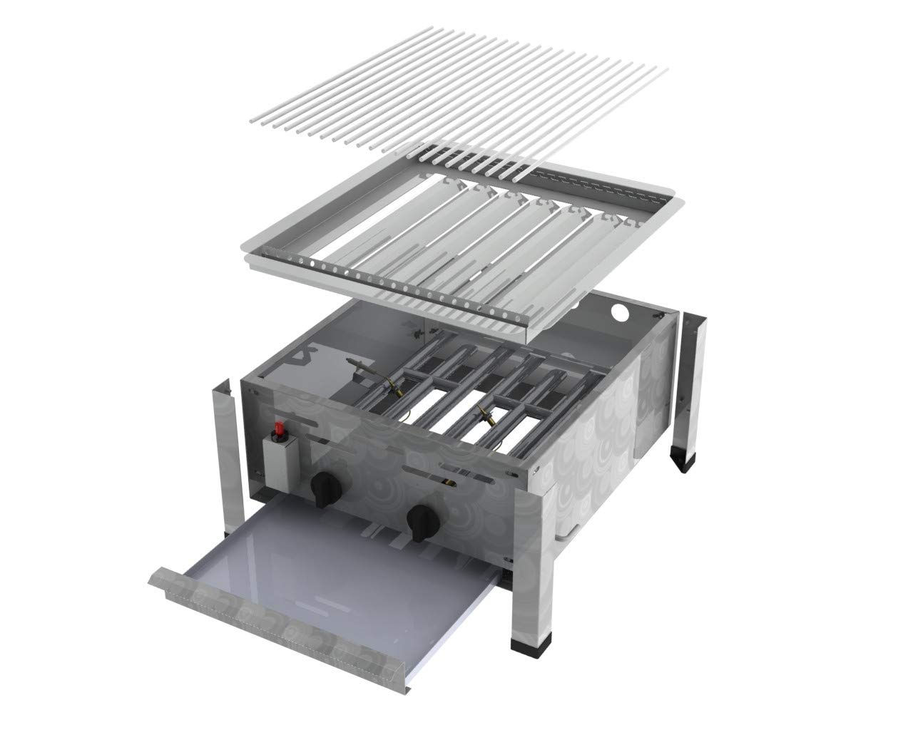 ChattenGlut Gasbräter 2-flammig 7,3 kW Edelstahlstäbe Tischgerät