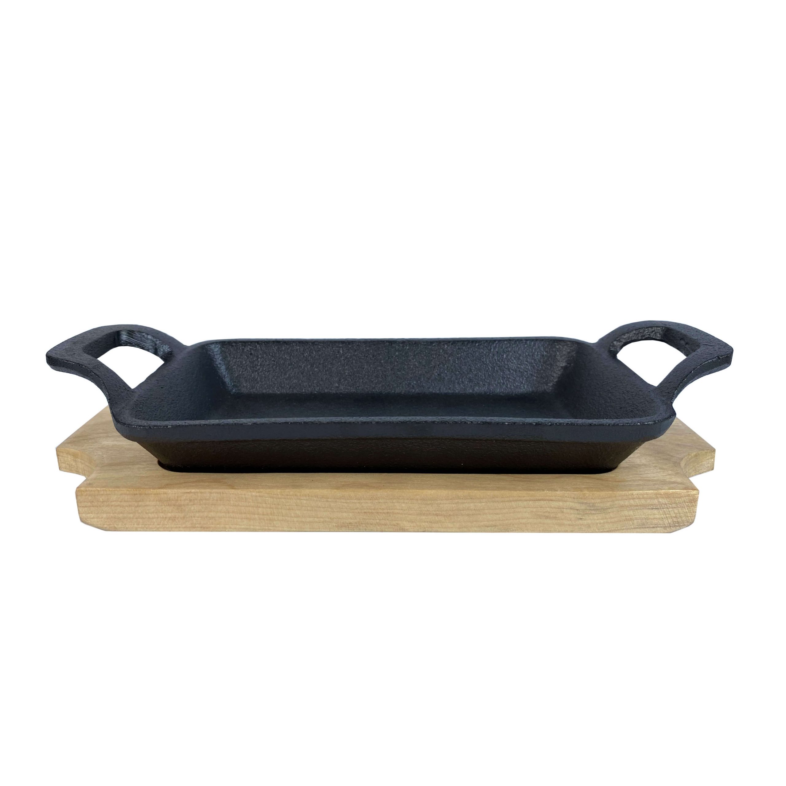 AllGrill Gusseisen Pfanne eckig 22,5x10cm mit Untersetzer