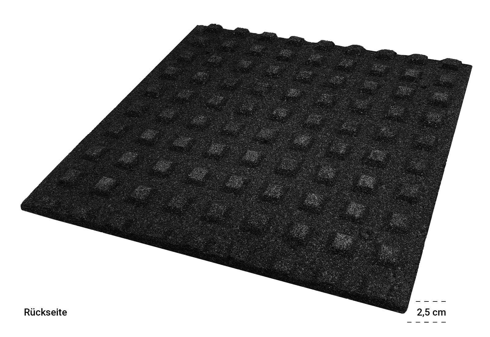 HPFloor Fallschutzmatte Schwarz 50x50 cm 25 mm Gummimatte