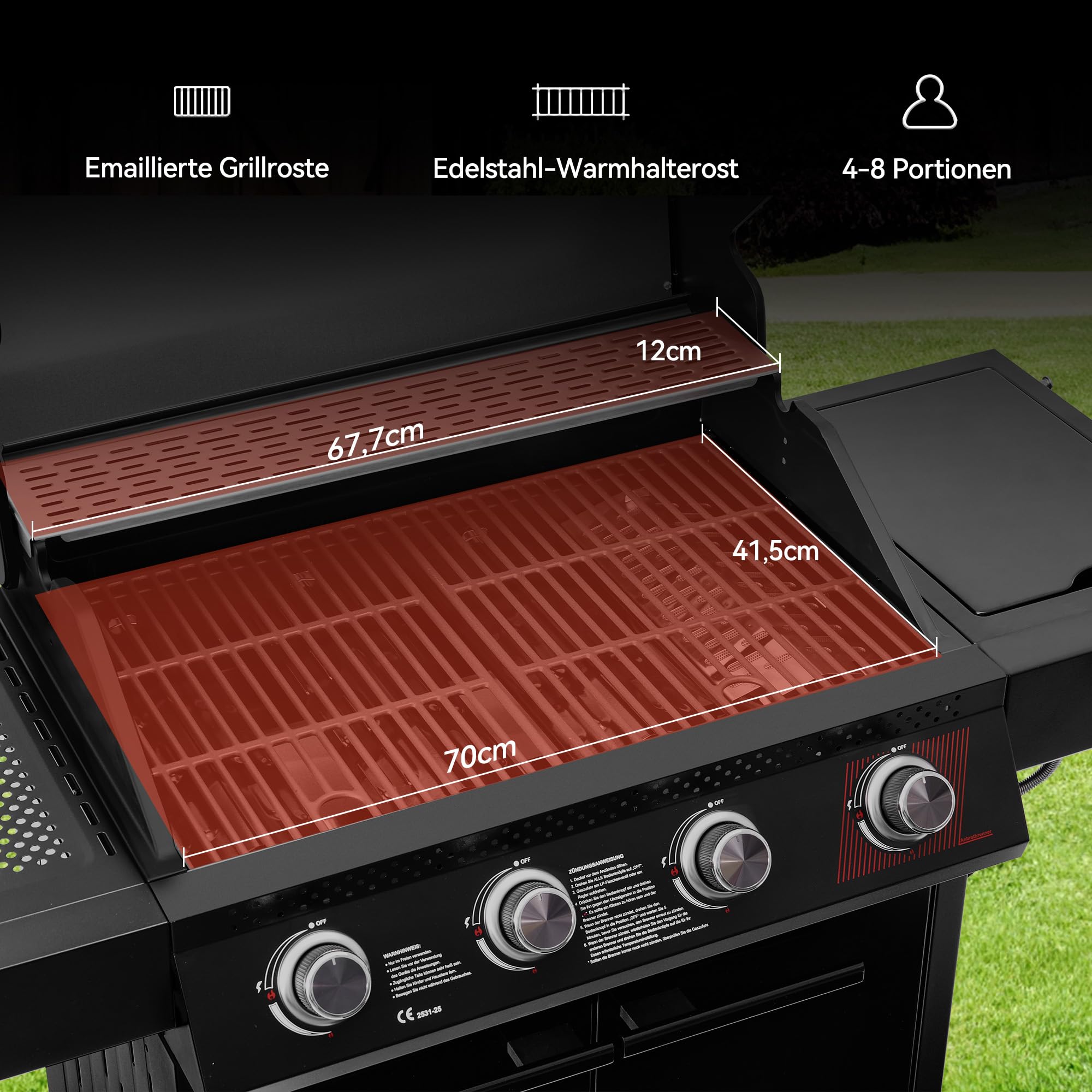 Royal Gourmet Gasgrills Grillwagen 4+1 Brenner 15,5 kW