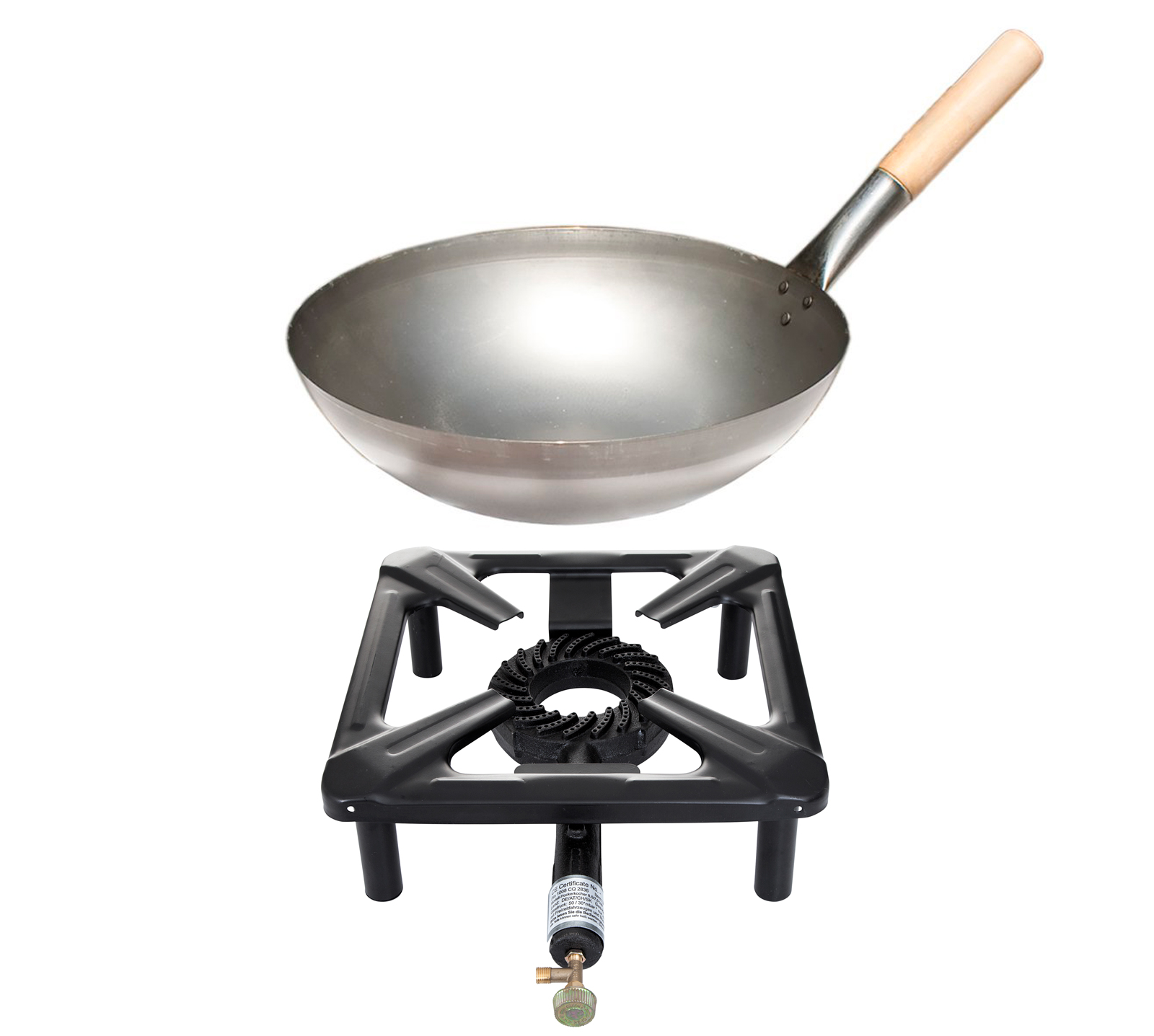 AllGrill HOCKERKOCHER Set groß mit Stahl-Wok 30 cm 7 kW
