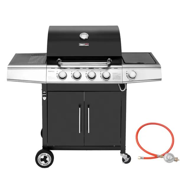 Royal Gourmet 4+1 Brenner Gasgrill Schwarz 14,5 kW mit Seitenkocher