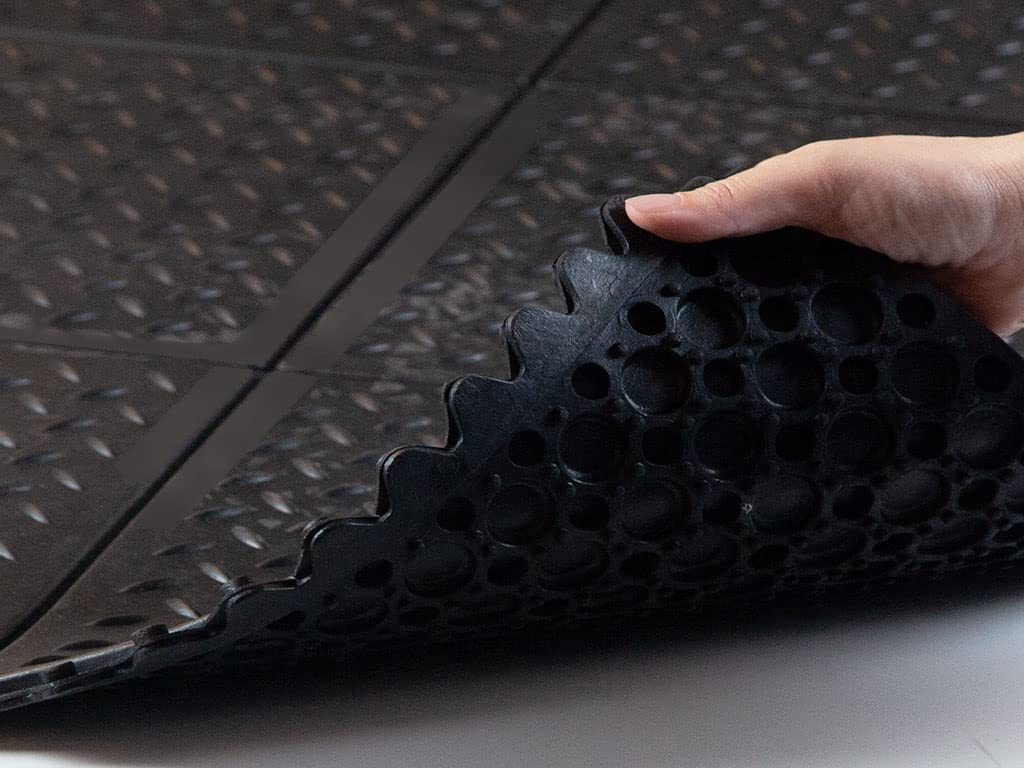 HPFloor Workplace Mats Gummifliese 91x91 Matte Riffel Schwarz