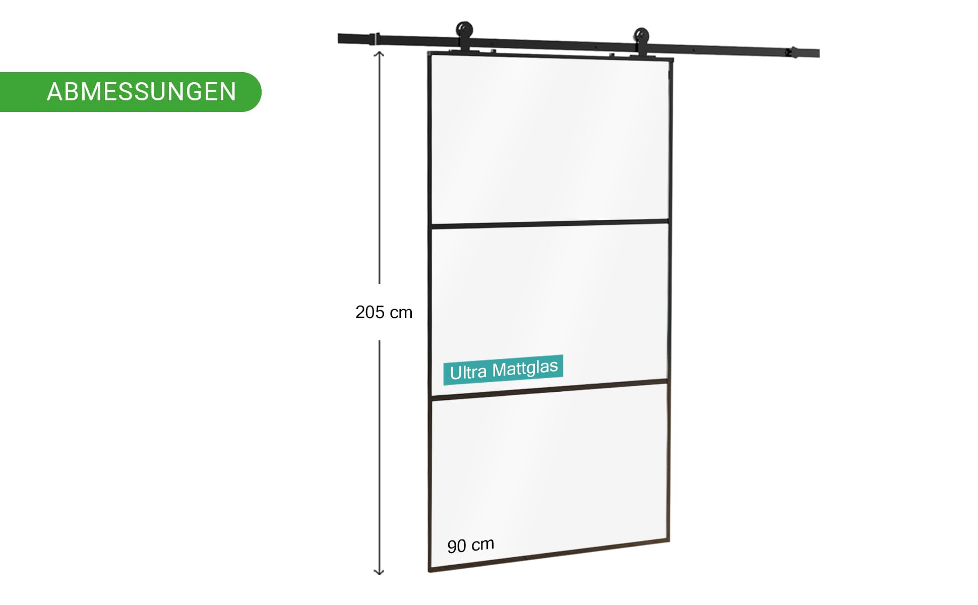 HPFloor Sliding Glass Doors Glas-Schiebetür 90x205 Matt