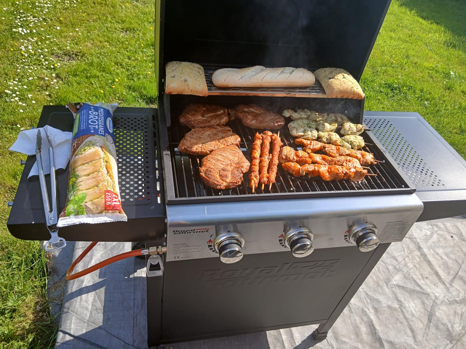 Royal Gourmet Gasgrills Grillwagen 3 Brenner 9 kW Schwarz
