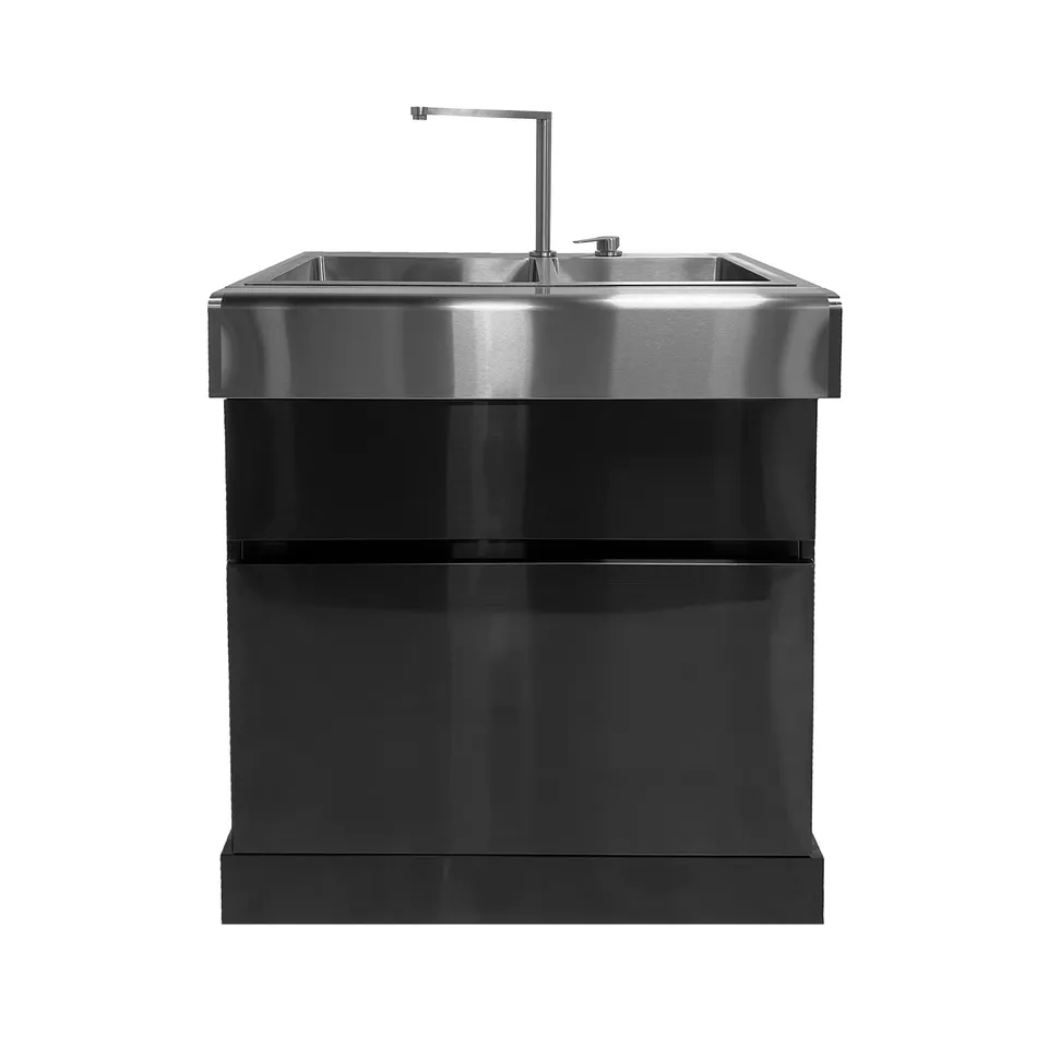 AllGrill Außenküche Spülbeckenschrank-Modul Chef schwarz 82cm