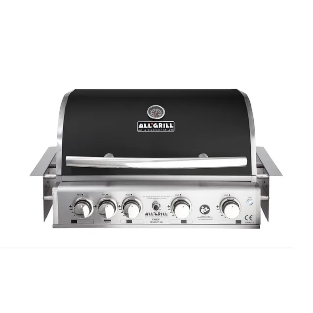 AllGrill Chef L Black Einbaugrill Gasgrill 4-flammig Edelstahl