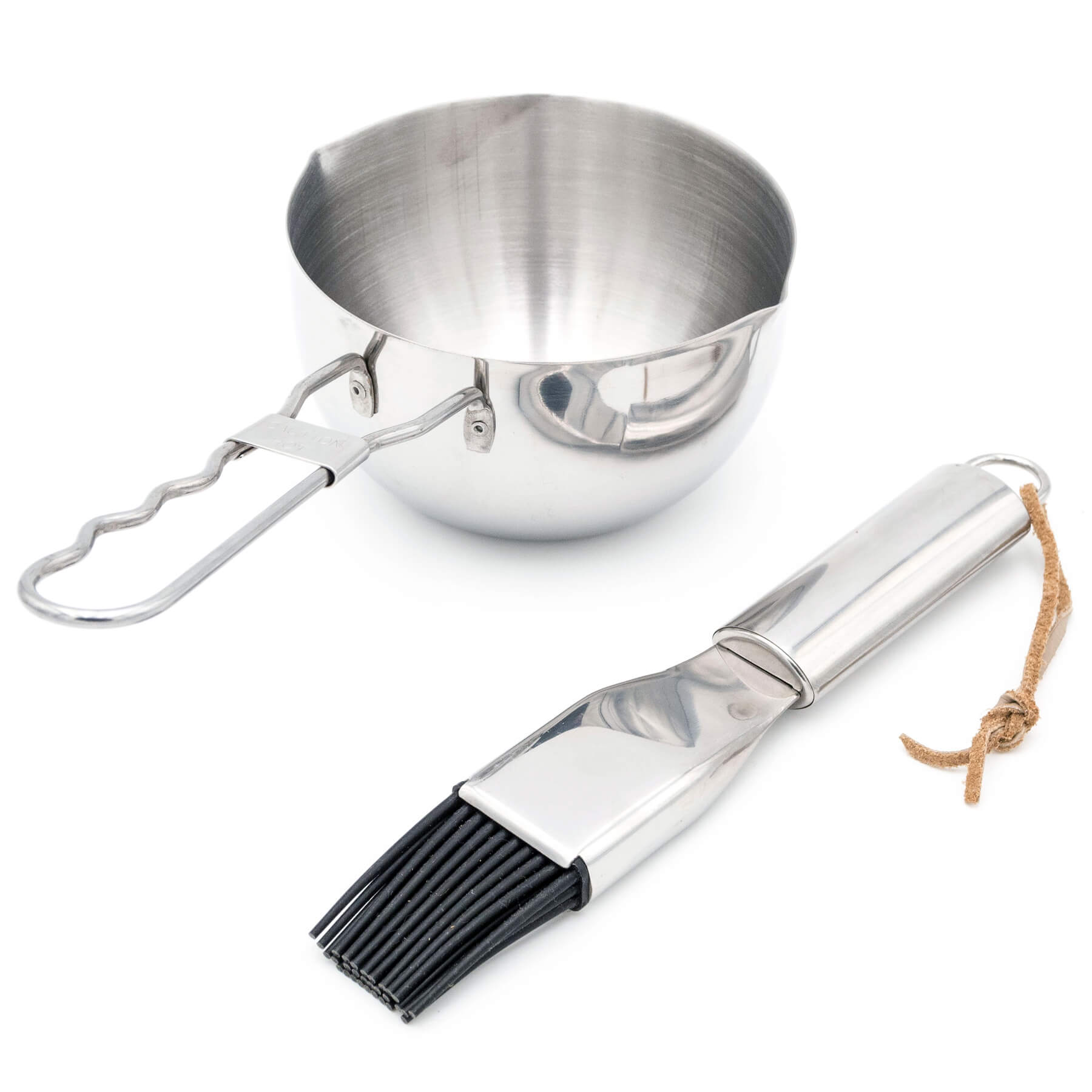 AllGrill Grillzubehör Marinier-Set Edelstahl Becher Pinsel 0,5 l