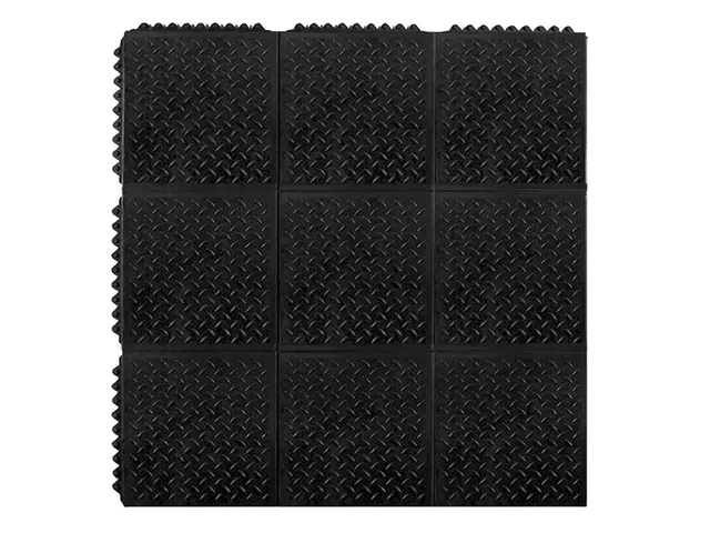 HPFloor Workplace Mats Gummifliese 91x91 Matte Riffel Schwarz