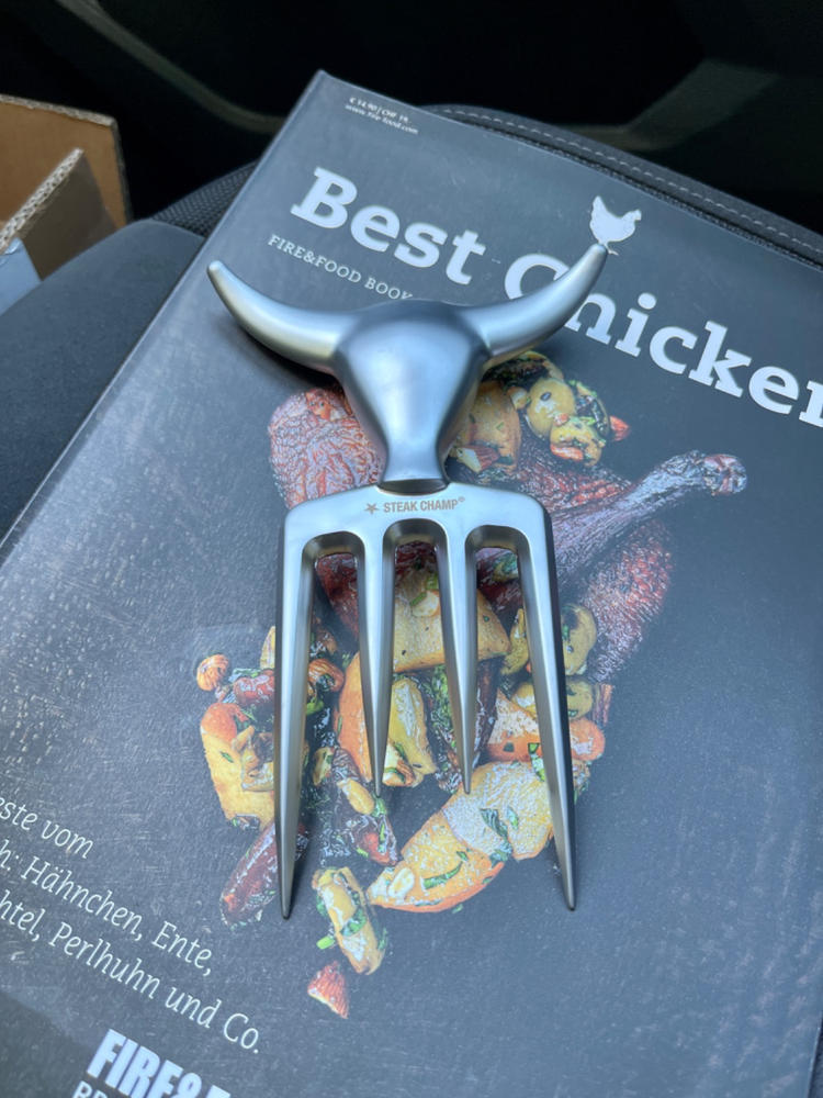 FIRE&FOOD Zubehör Bull Fork Fleischgabel 390g Zink mattverchromt