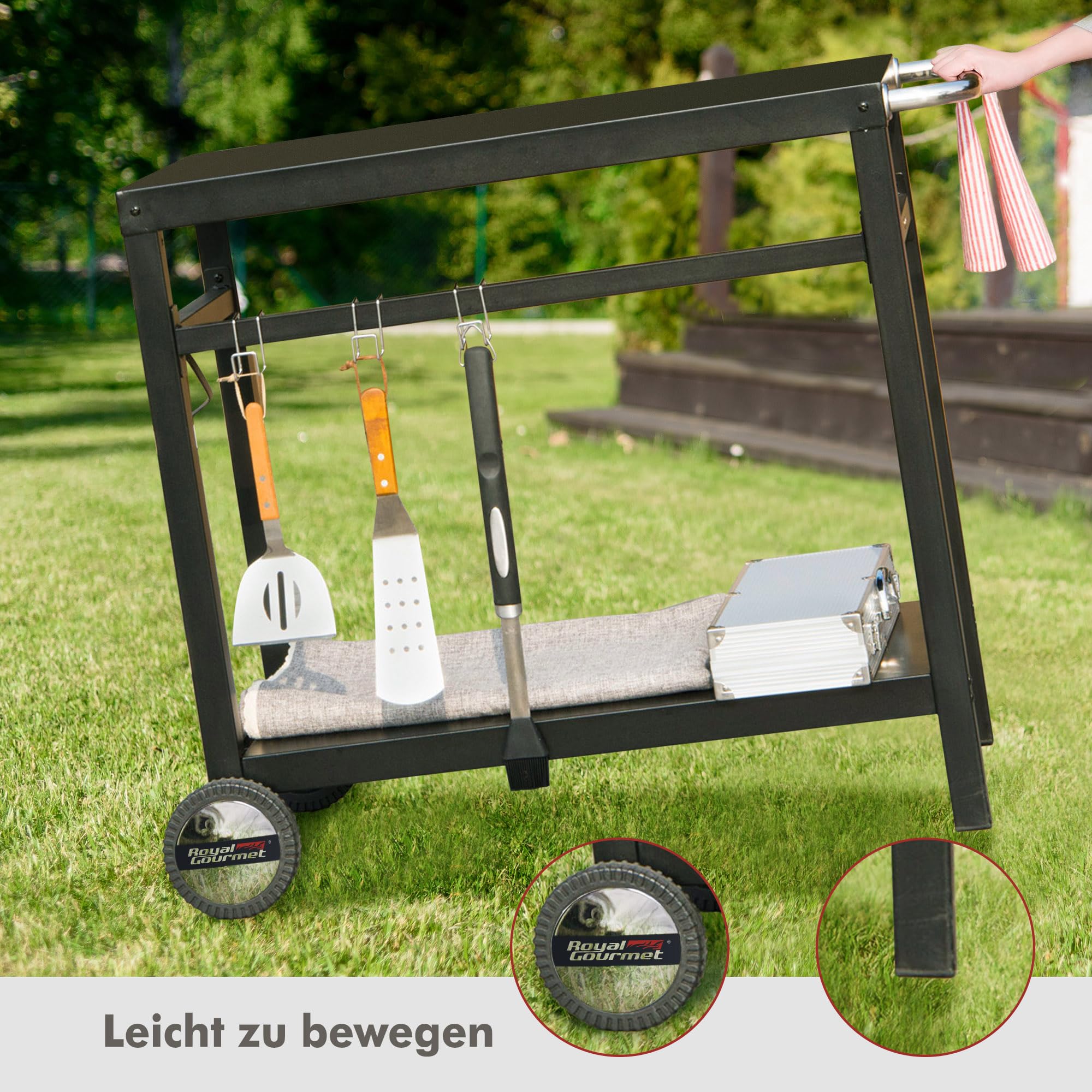 Royal Gourmet Grillwagen Grilltisch 85x50cm mit Rollen