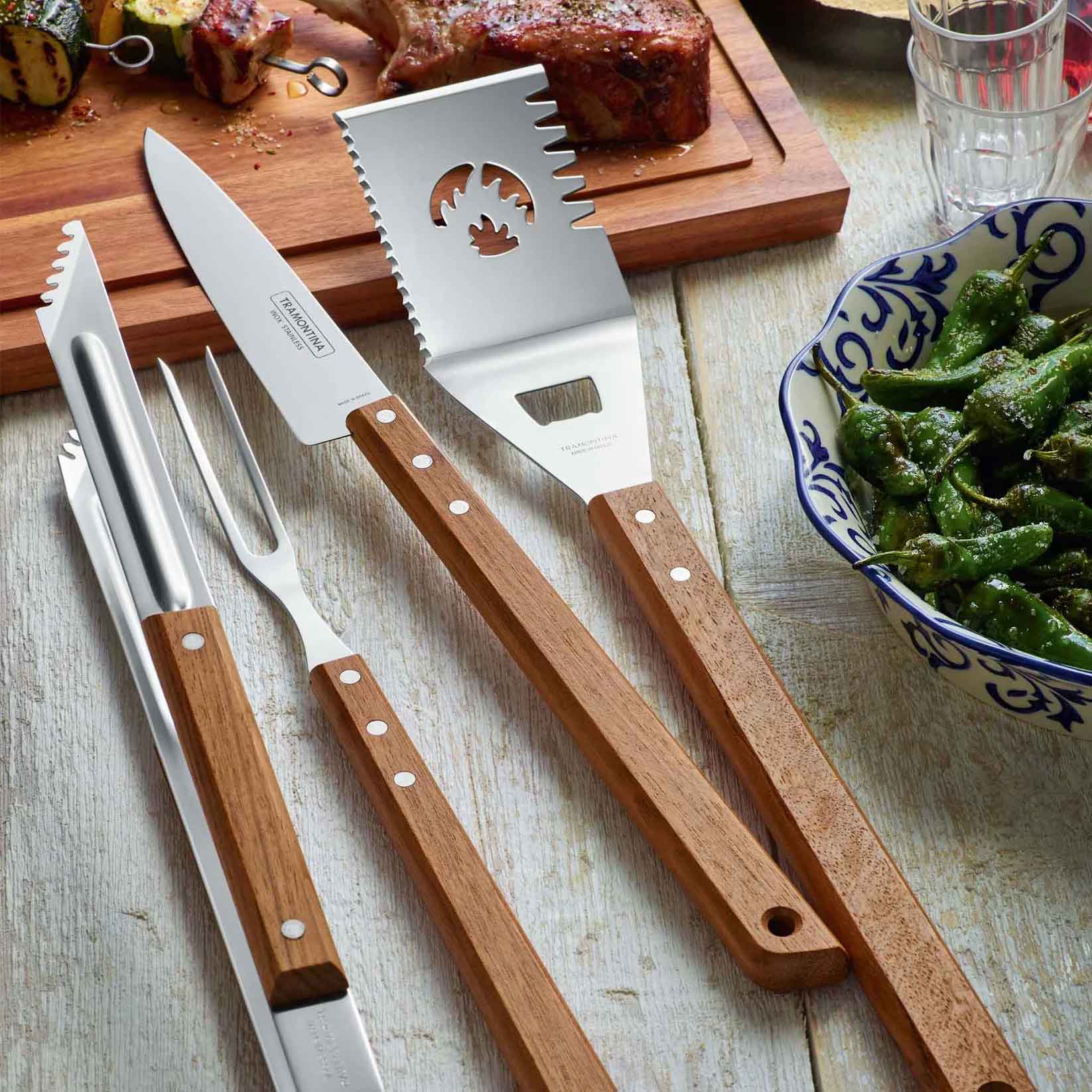 Tramontina CHURRASCO Grillwender Edelstahl 48 cm Holzgriff