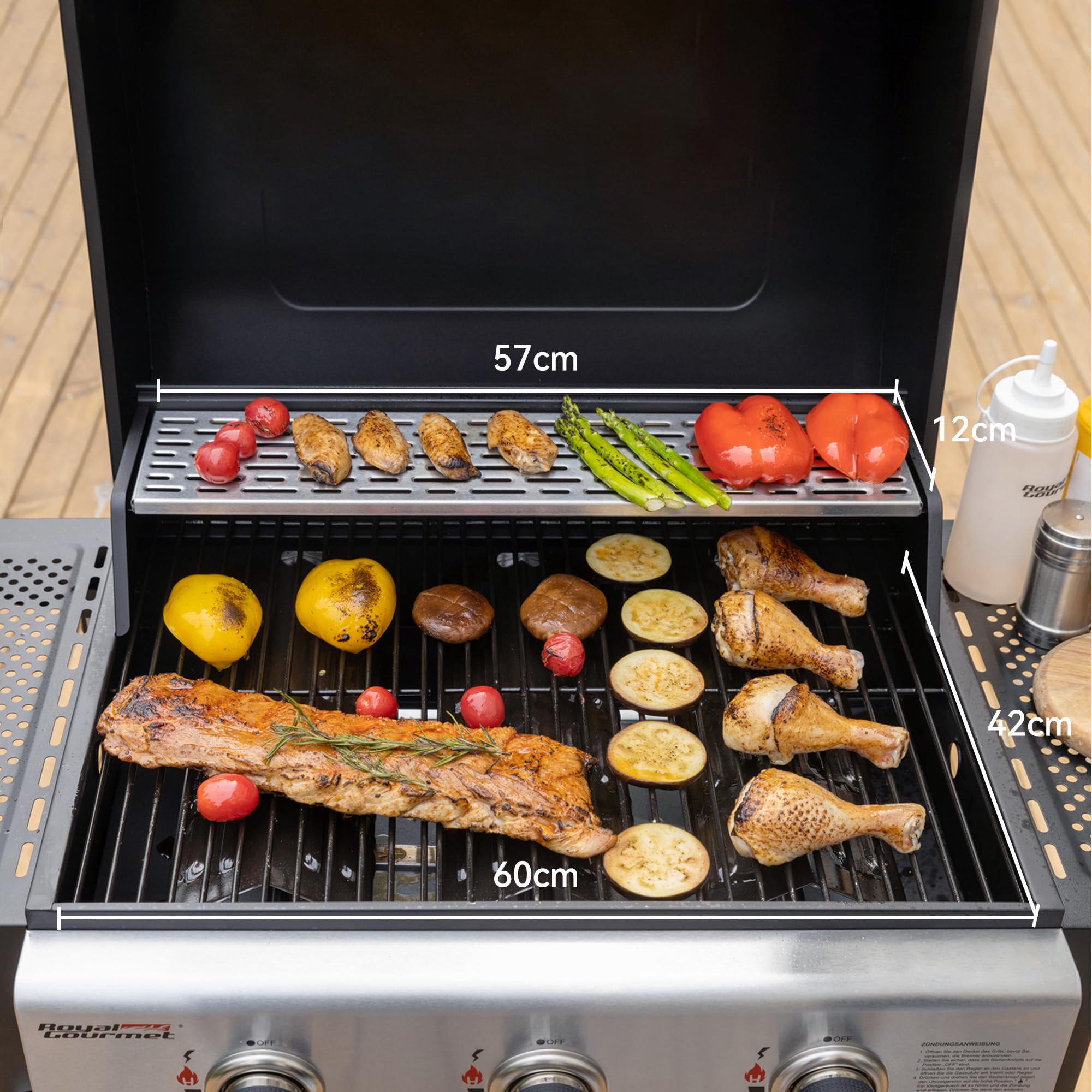 Royal Gourmet Gasgrills Grillwagen 3 Brenner 9 kW Schwarz