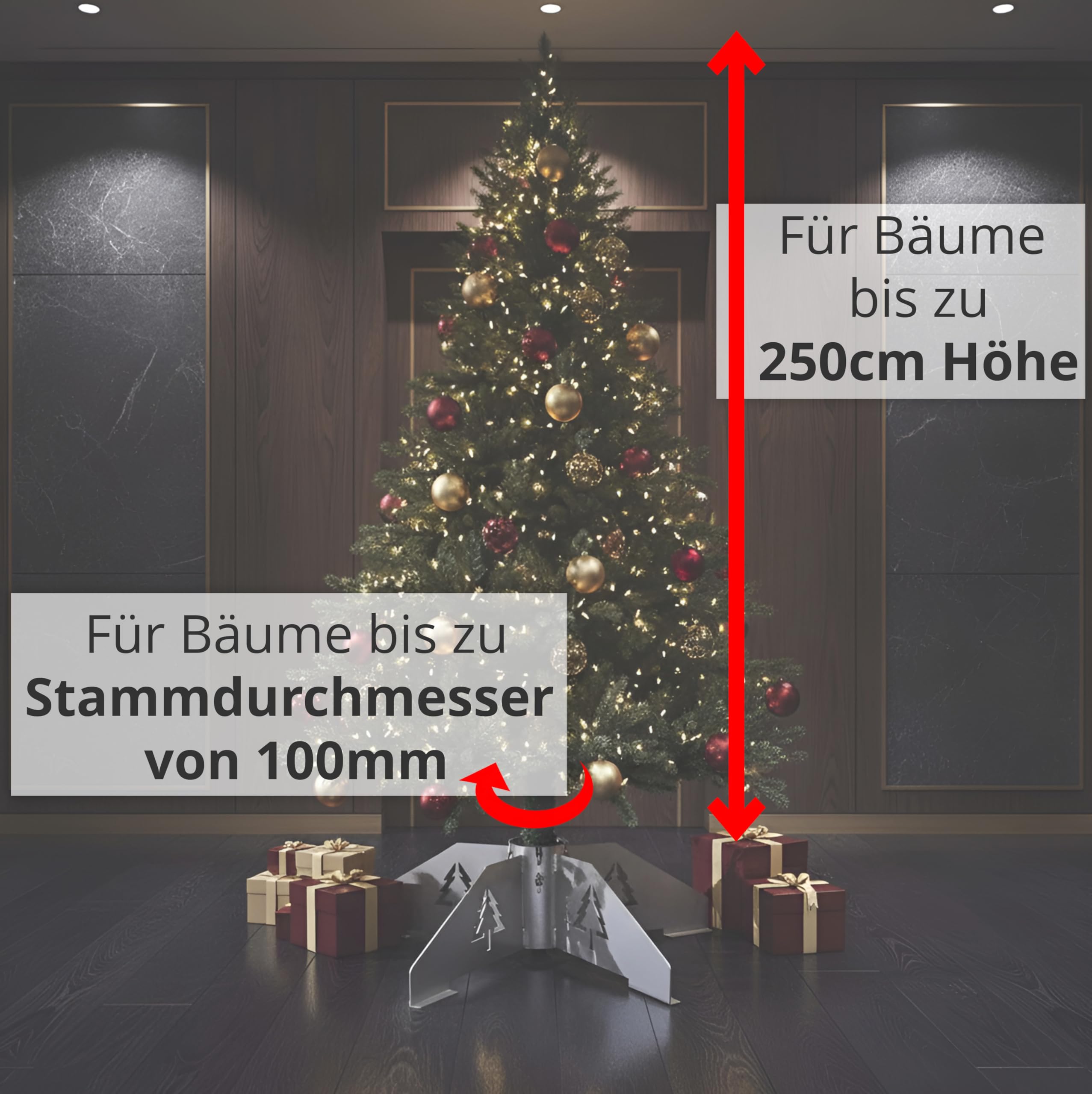 ChattenGlut Christbaumständer Edelstahl 721mm Designer
