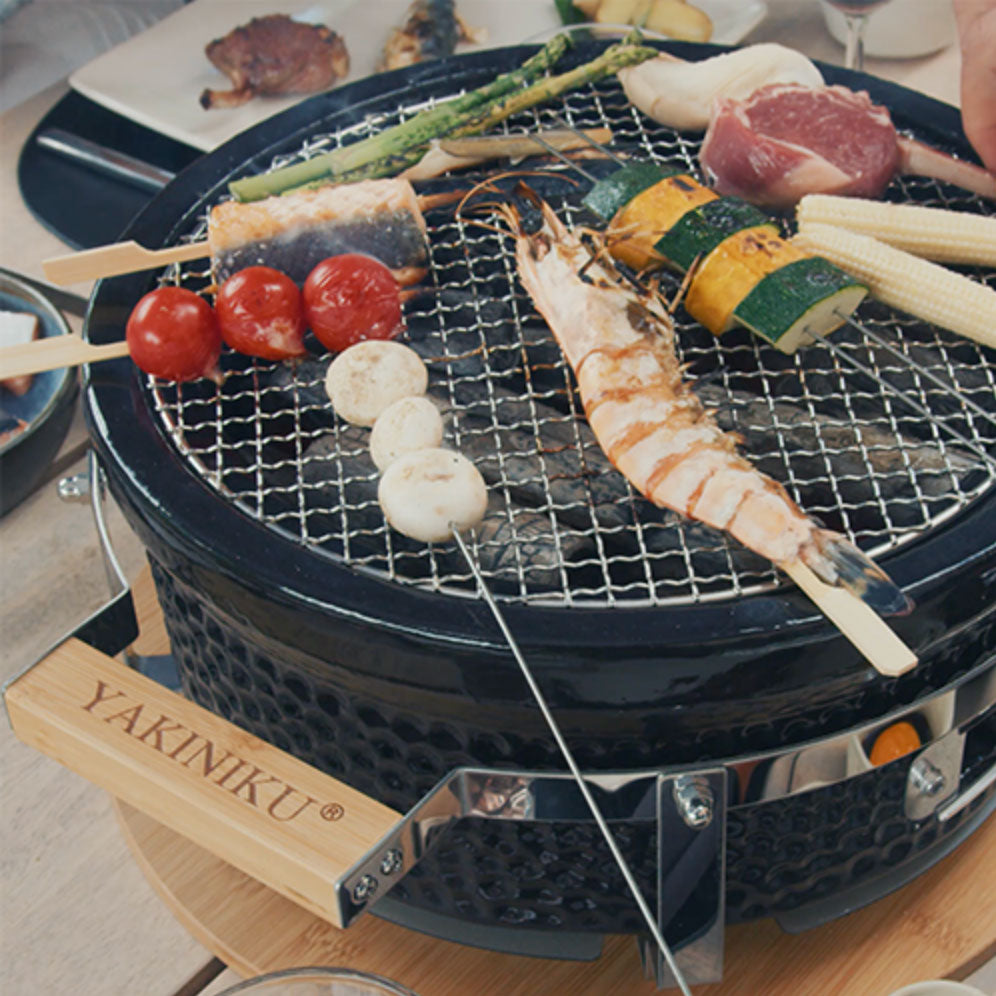 FIRE&FOOD Shichirin Grill rund Keramik Yakitori-Set für 6 Personen