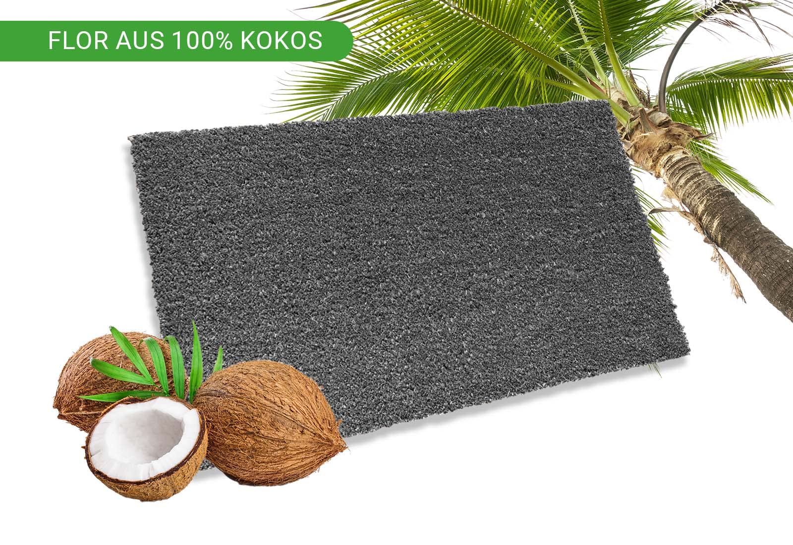 HPFloor Coconut Mats Kokosmatte 100x80 cm Grau Schmutzfangmatte