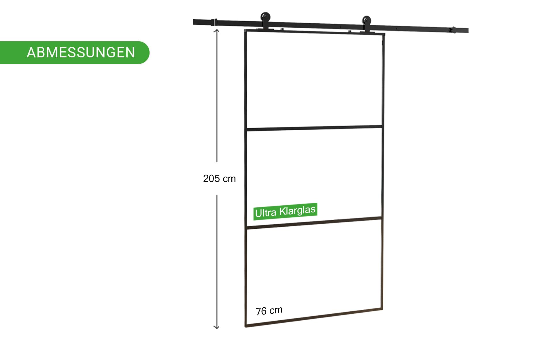 HPFloor Sliding Glass Doors Glas-Schiebetür 76x205 Klarglas