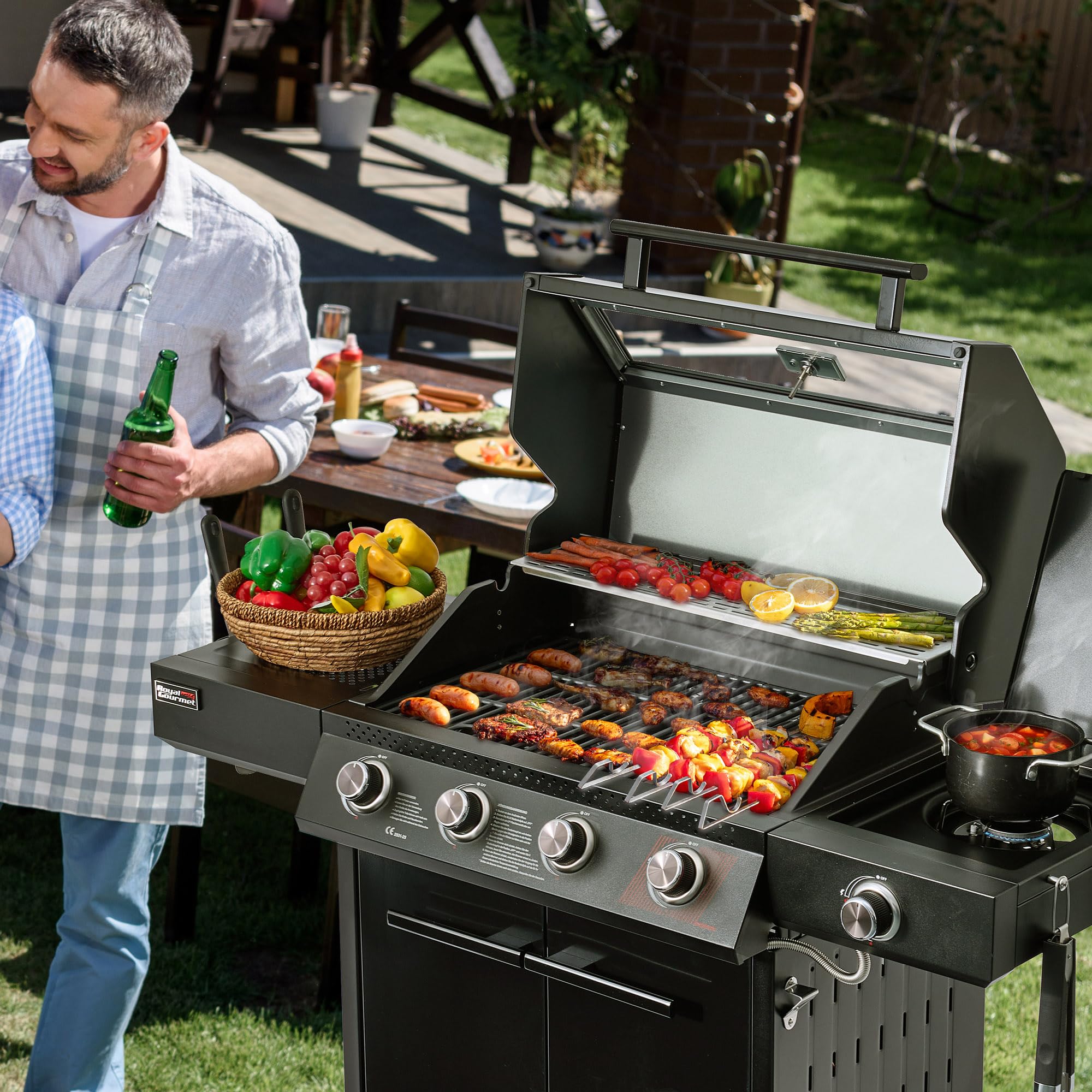 Royal Gourmet Gasgrills Grillwagen 4+1 Brenner 15,5 kW
