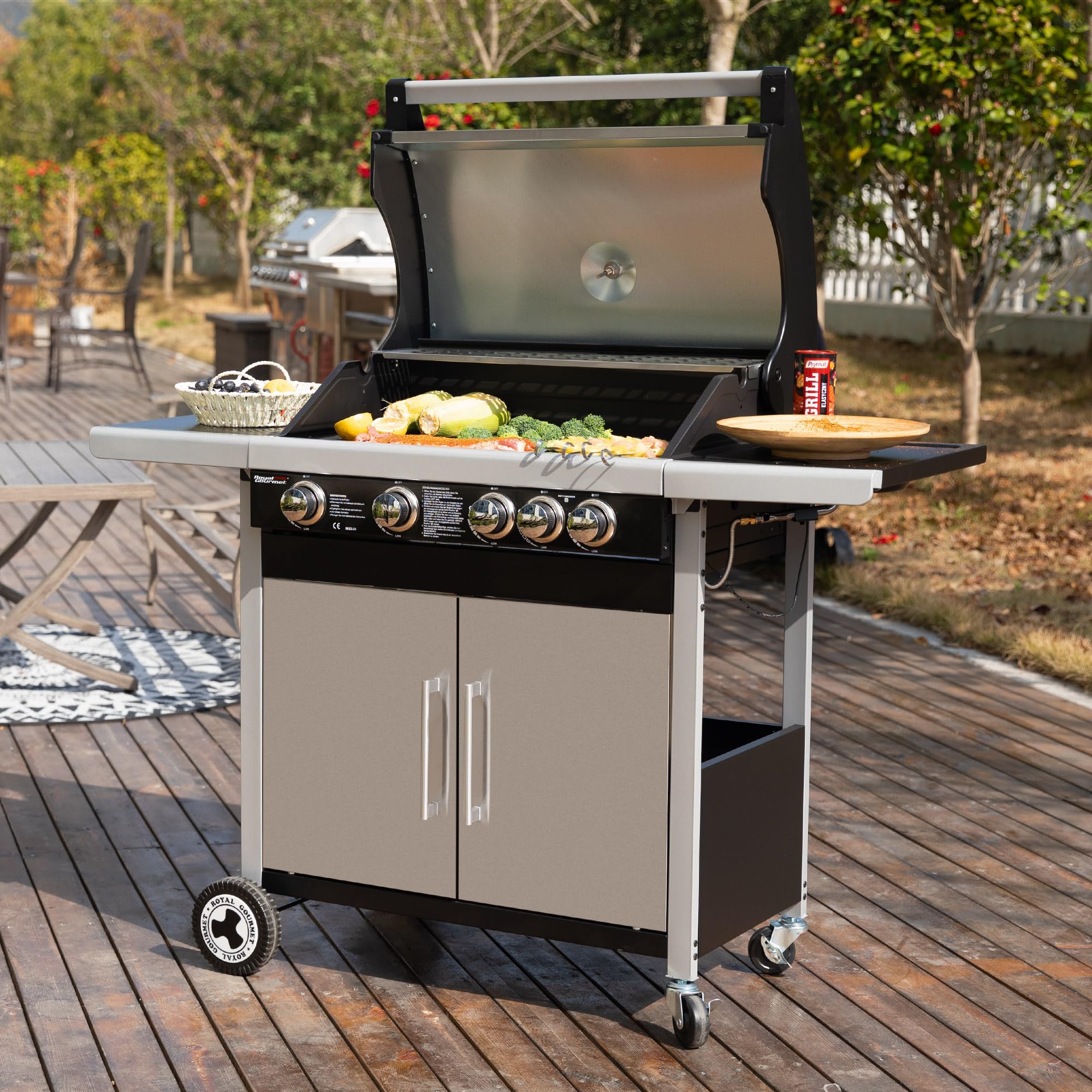 Royal Gourmet Gasgrill 4+1 Brenner Silber 14,5 kW