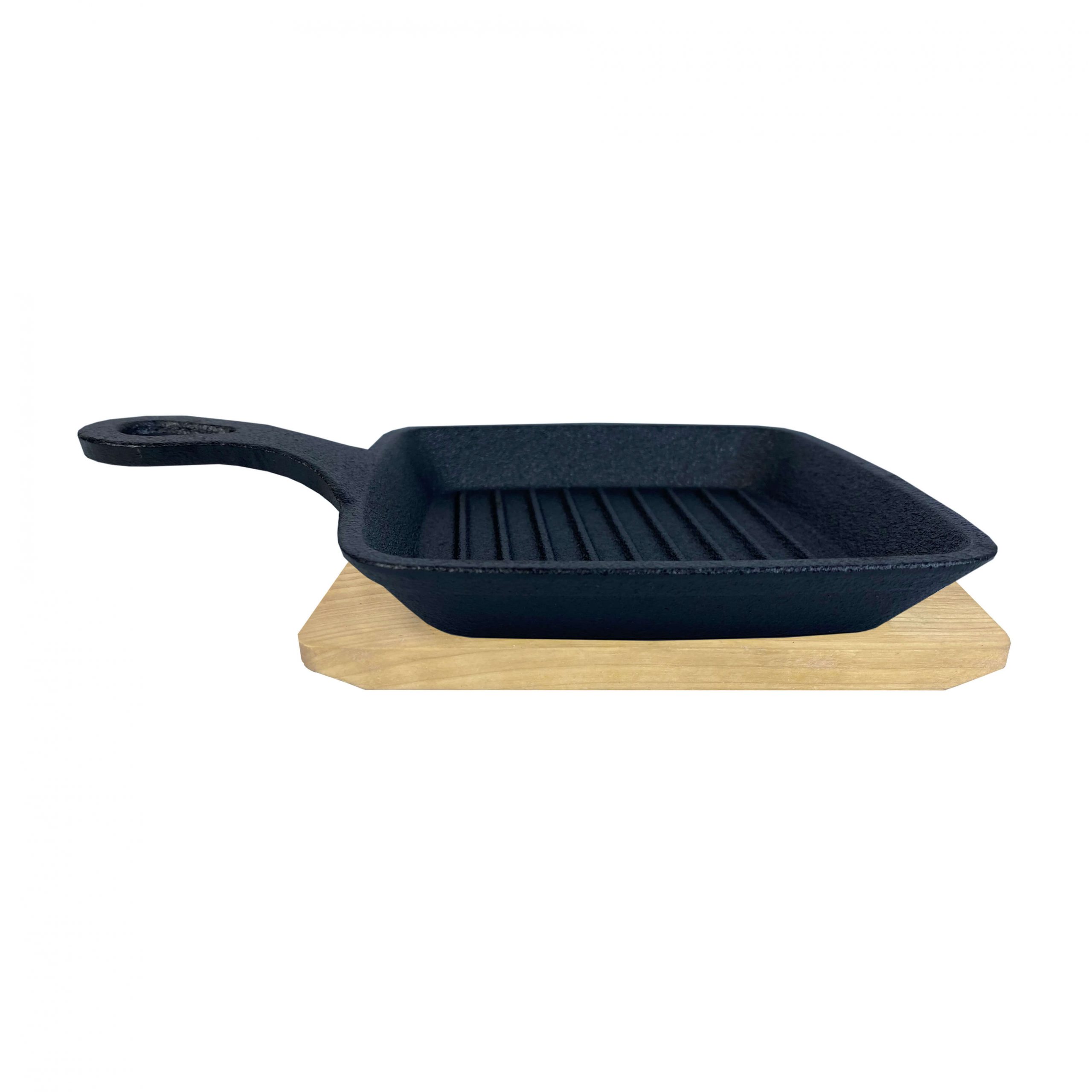 AllGrill Gusseisen Gusspfanne 14x14 cm mit Untersetzer