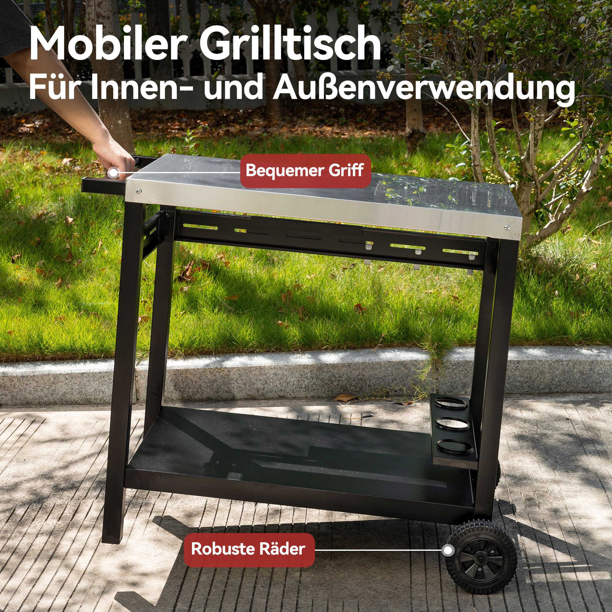 Royal Gourmet Grilltisch Servierwagen Edelstahl 99,7x66,2 cm