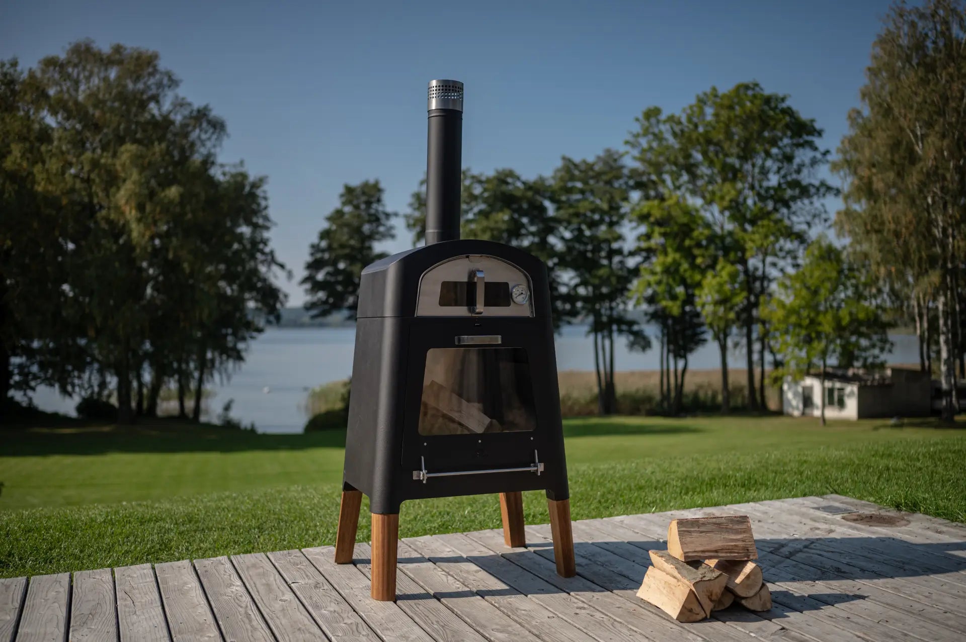 MASURIA nexo Kamin Pizzaofen Black mit Schamottstein