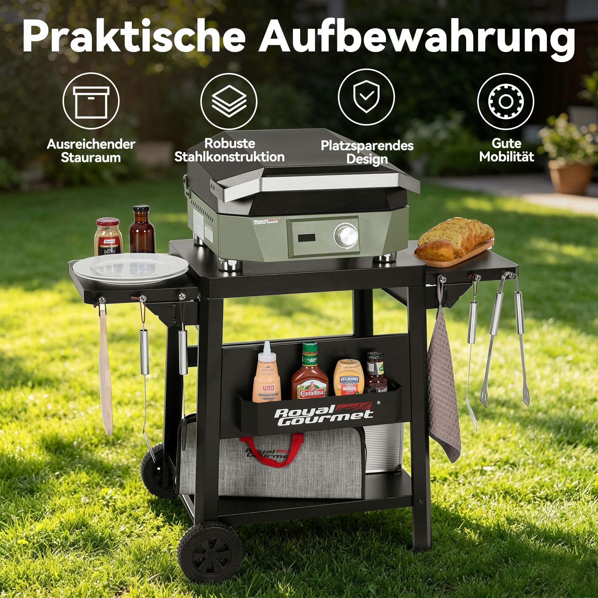 Royal Gourmet Grillzubehör Grilltisch Multi-Grillwagen Outdoor