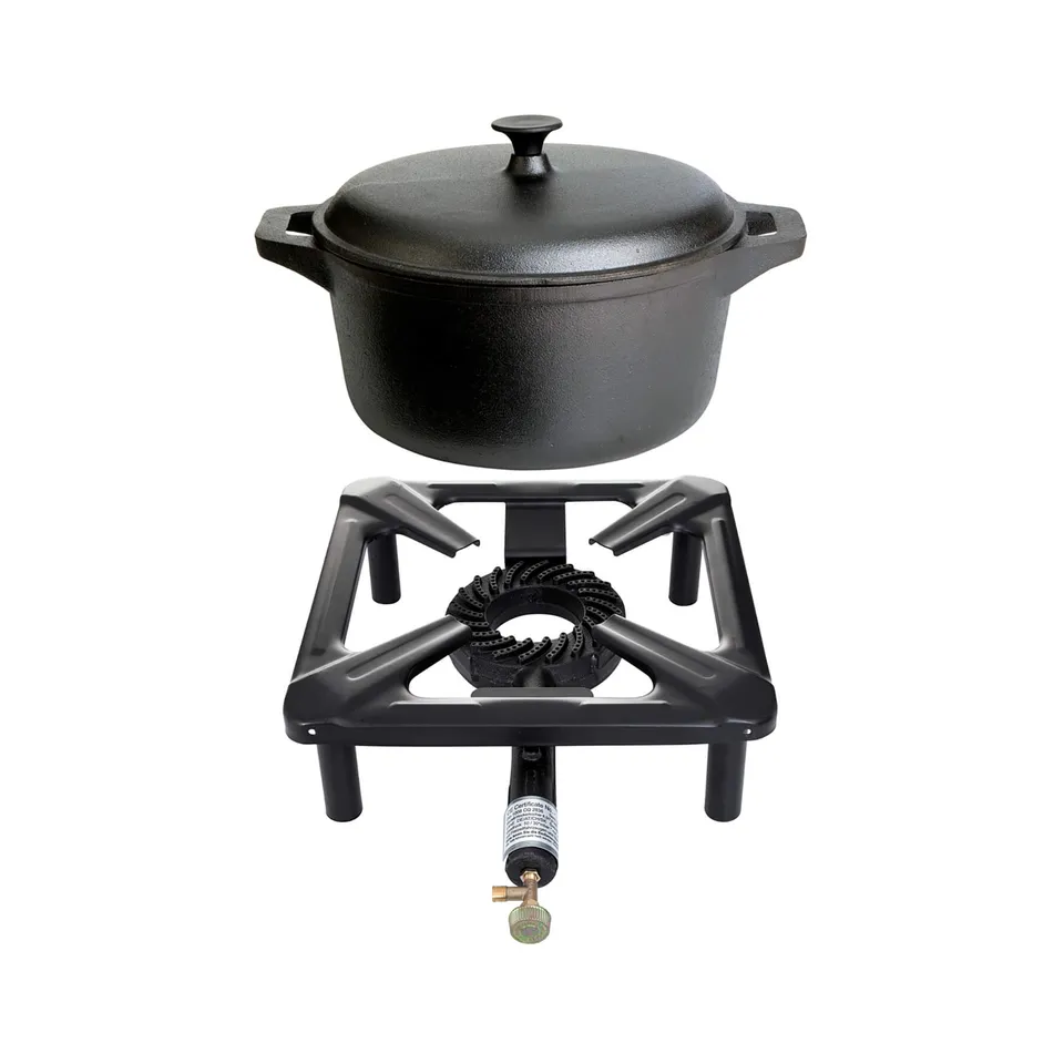 AllGrill Hockerkocher-Set klein Gusstopf 20 cm 2,7 l