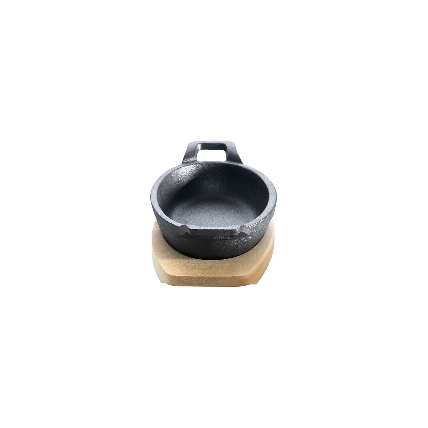 AllGrill Gusseisen Pfännchen oval 21x15,5 cm mit Holzuntersetzer