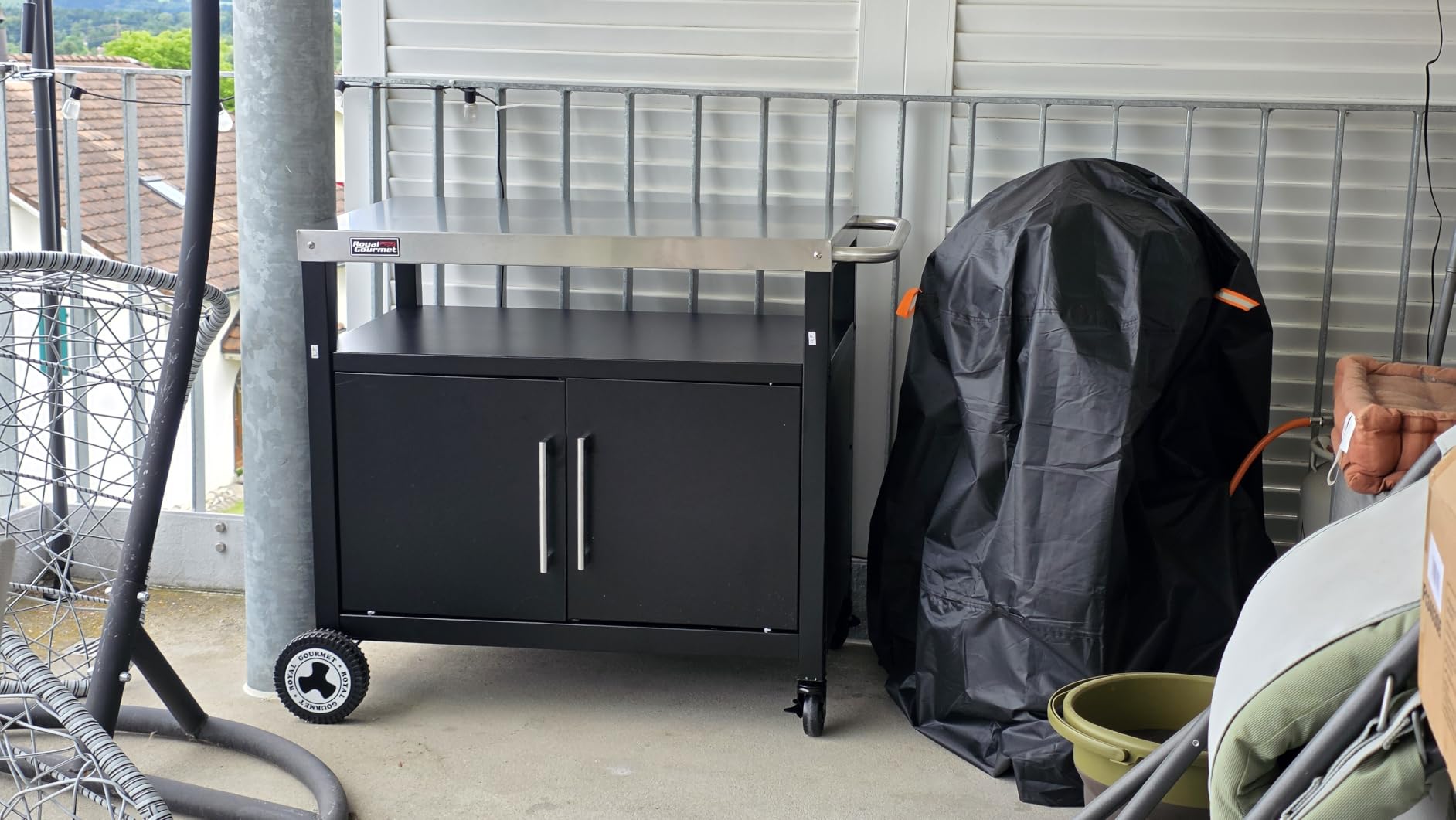 Royal Gourmet Grillwagen Servierwagen Edelstahl klappbar