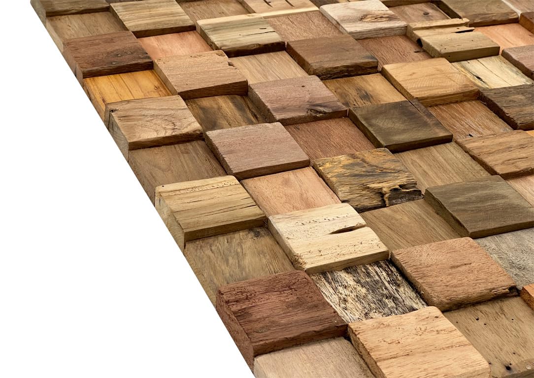 HPFloor Edelweiss Wandpaneele Teak 18er Set braun 3D Echtholz