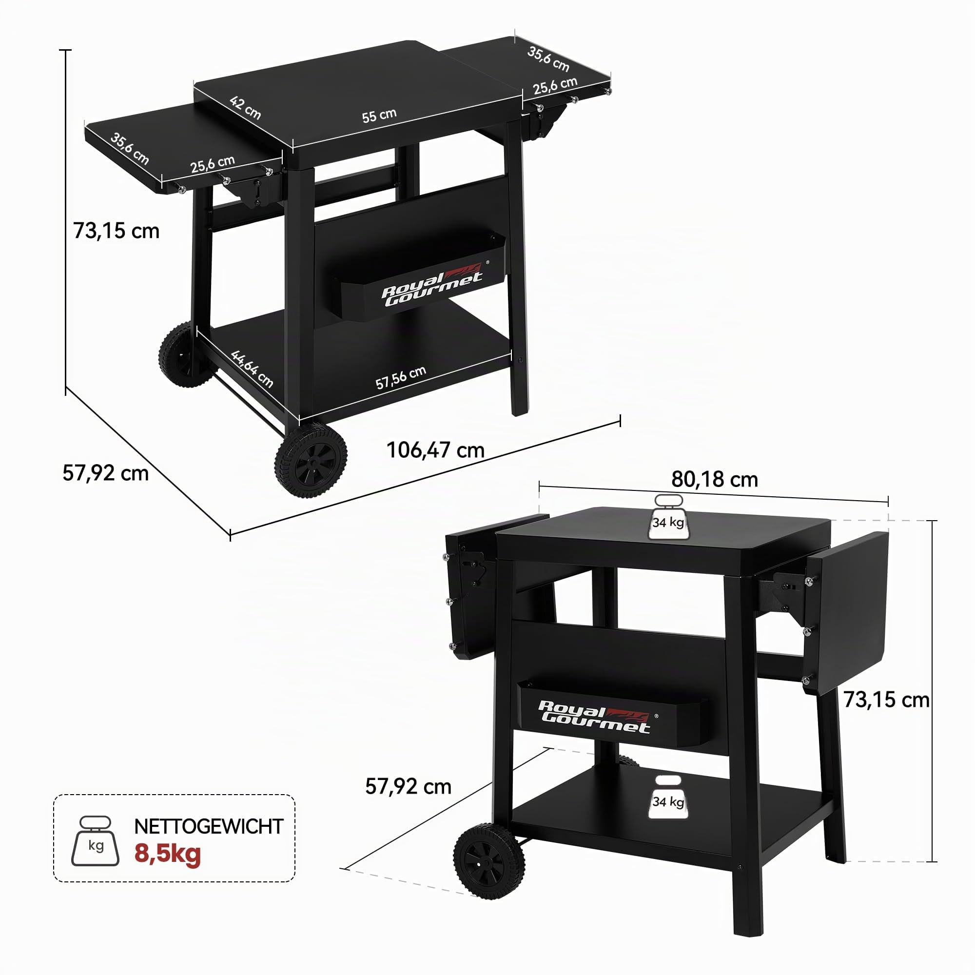 Royal Gourmet Grillzubehör Grilltisch Multi-Grillwagen Outdoor