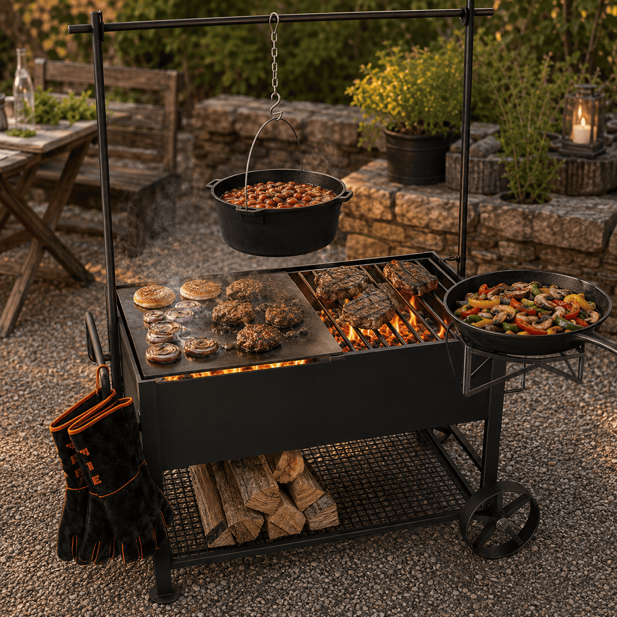 FIRE&FOOD Grillgeräte Ramster Westernküche Bonanza Komplettset Stahl