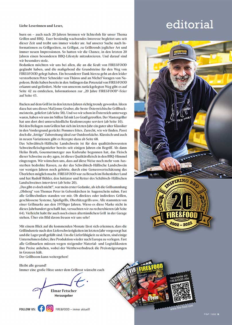 FIRE&FOOD Einzelausgaben 2022/01 Magazin Printausgabe Grillrezepte