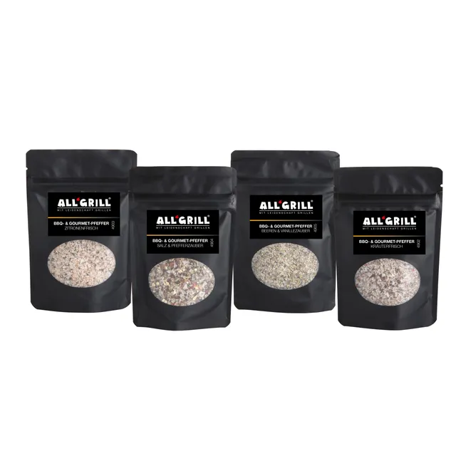 AllGrill Grillzubehör BBQ-Pfeffer 4er Set Gewürz