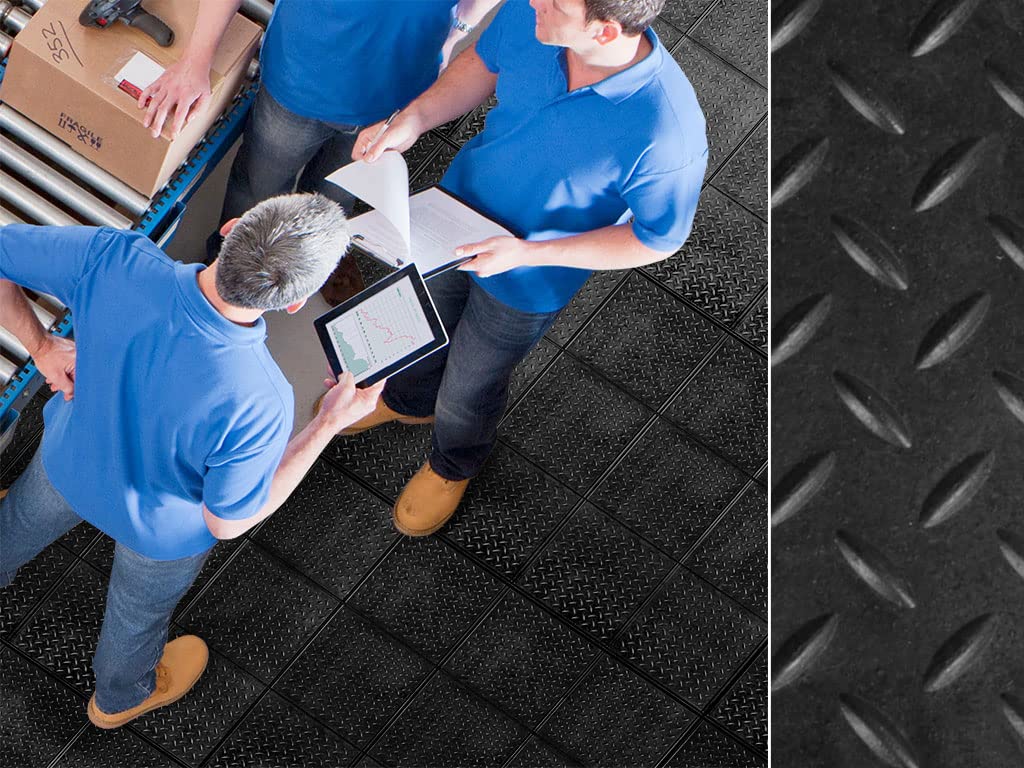 HPFloor Workplace Mats Gummifliese 91x91 Matte Riffel Schwarz