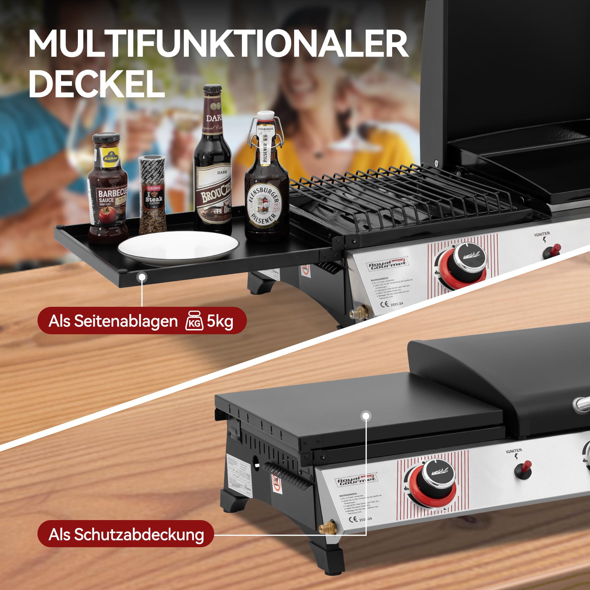 Royal Gourmet Gasgrill 3in1 Tischgrill 8,5kW schwarz
