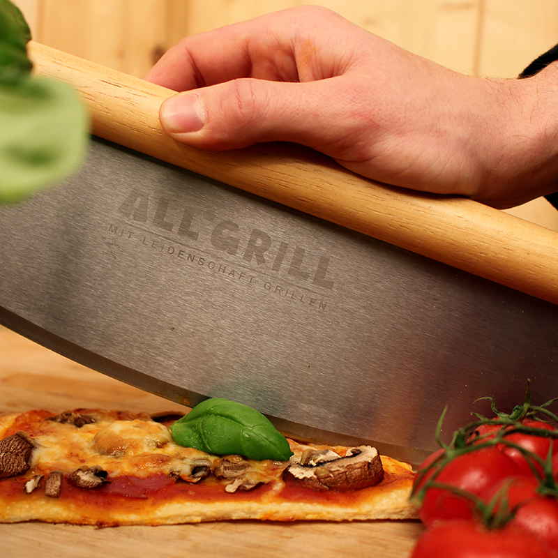 AllGrill Grillzubehör Pizzaschneider-Wiegemesser Edelstahl 35cm