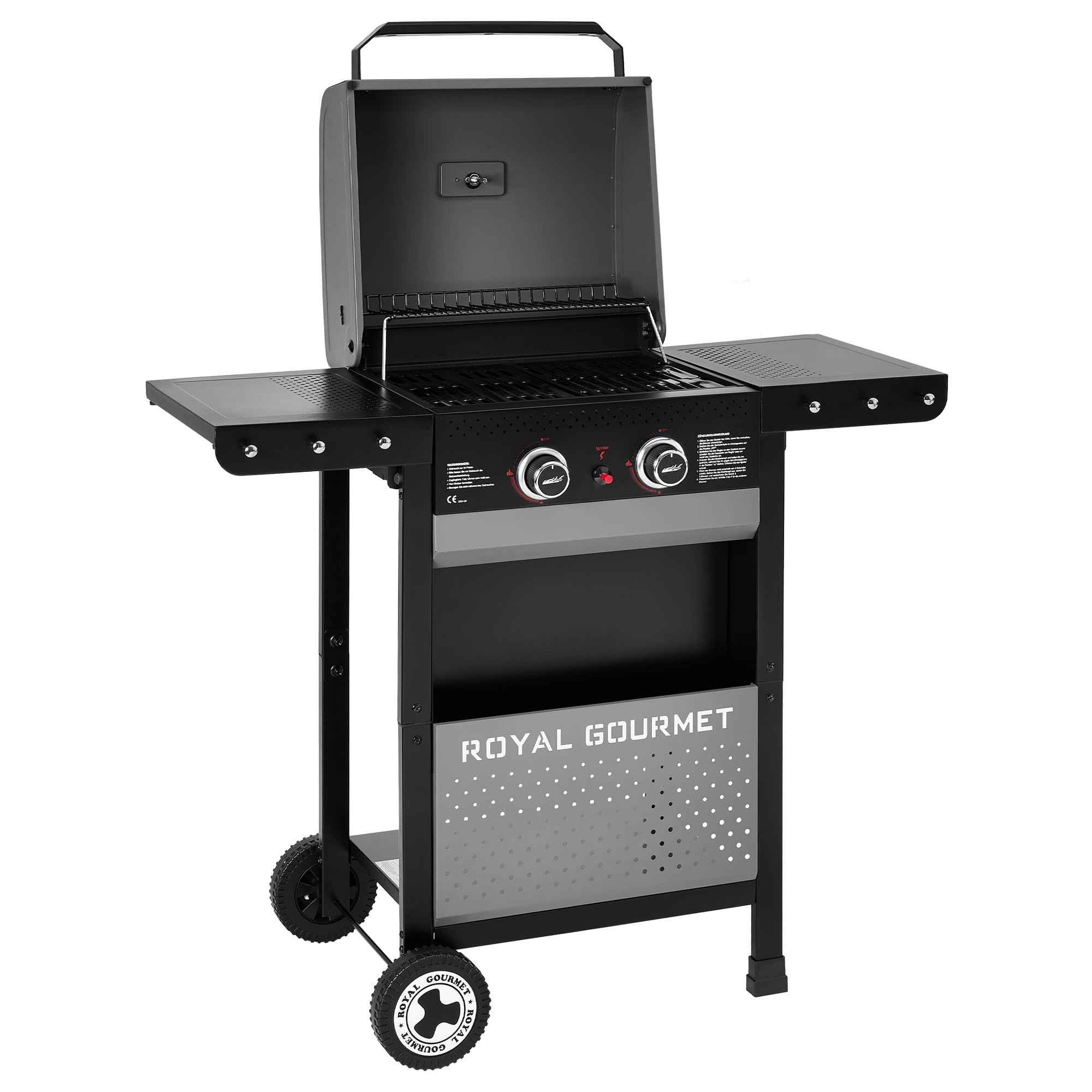 Royal Gourmet Gasgrills Grillwagen 2-Brenner 5 kW Grau