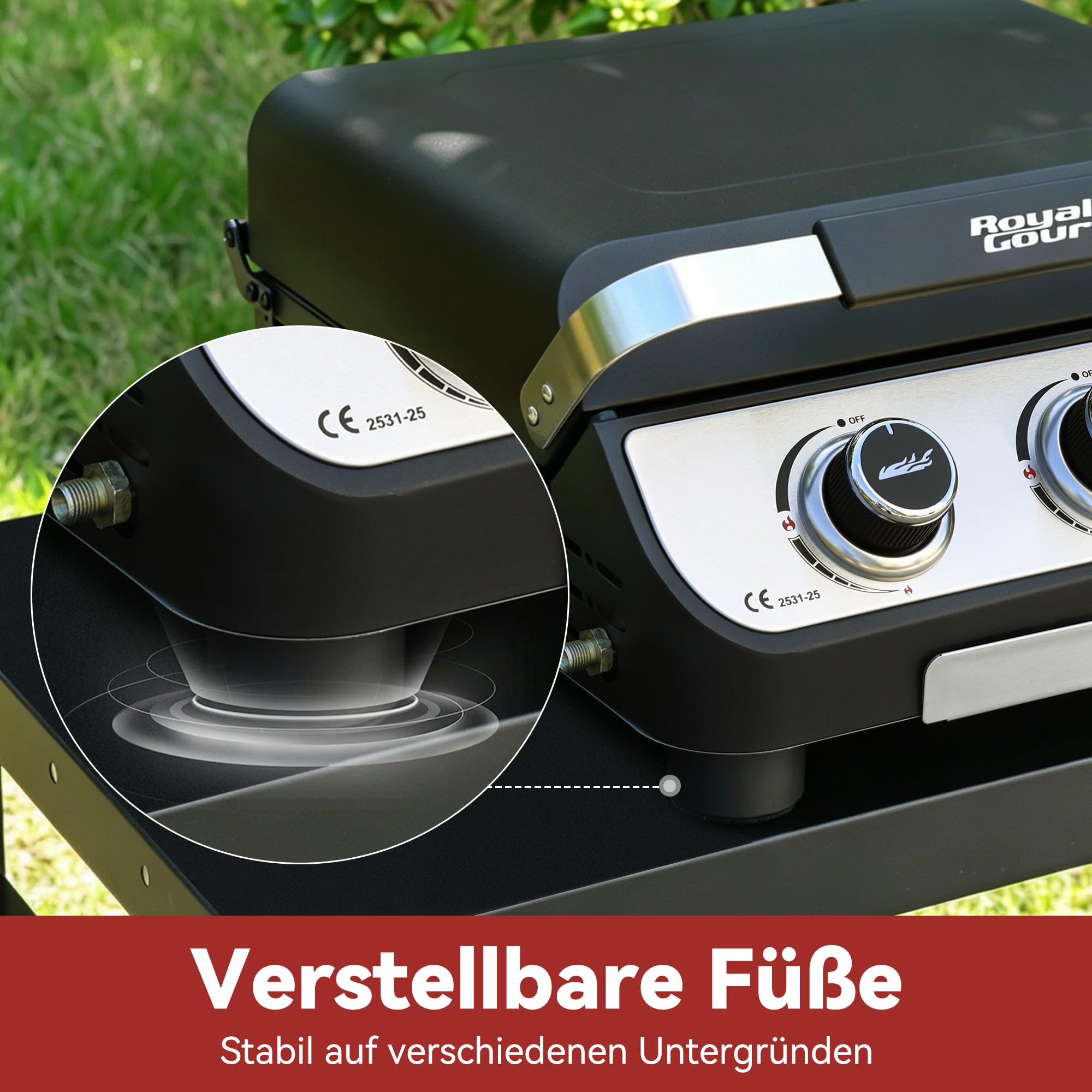 Royal Gourmet Gasgrills Plancha Tischgrill 3 Brenner Edelstahl