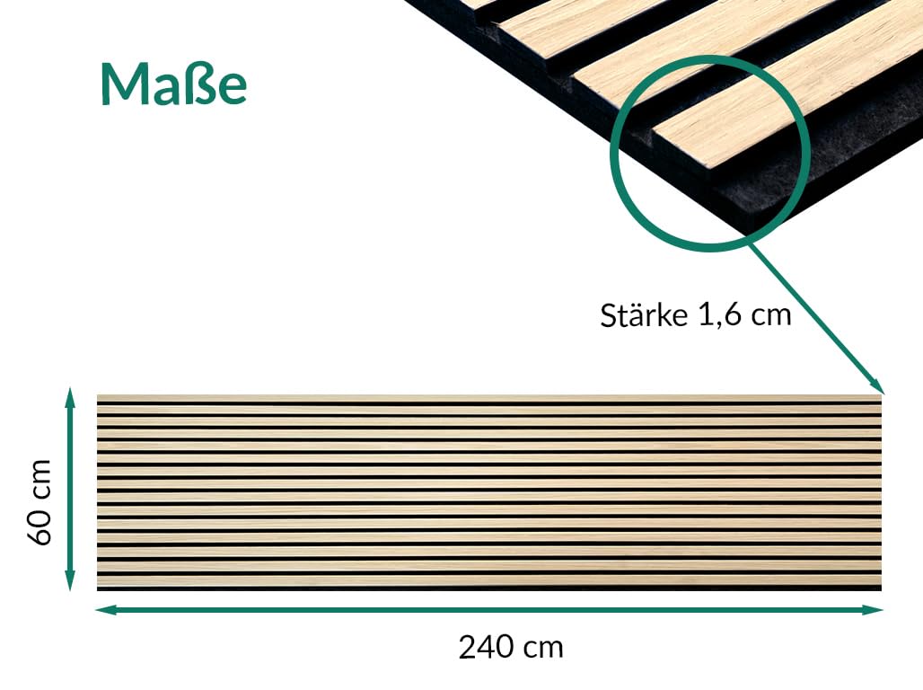 HPFloor AURA Akustikpaneel Light Oak 240x60 cm Filz Schwarz
