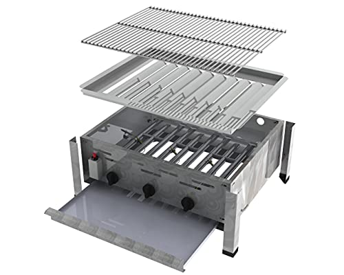 ChattenGlut Gasbräter 3-flammig Tischgrill 10,8kW Rost