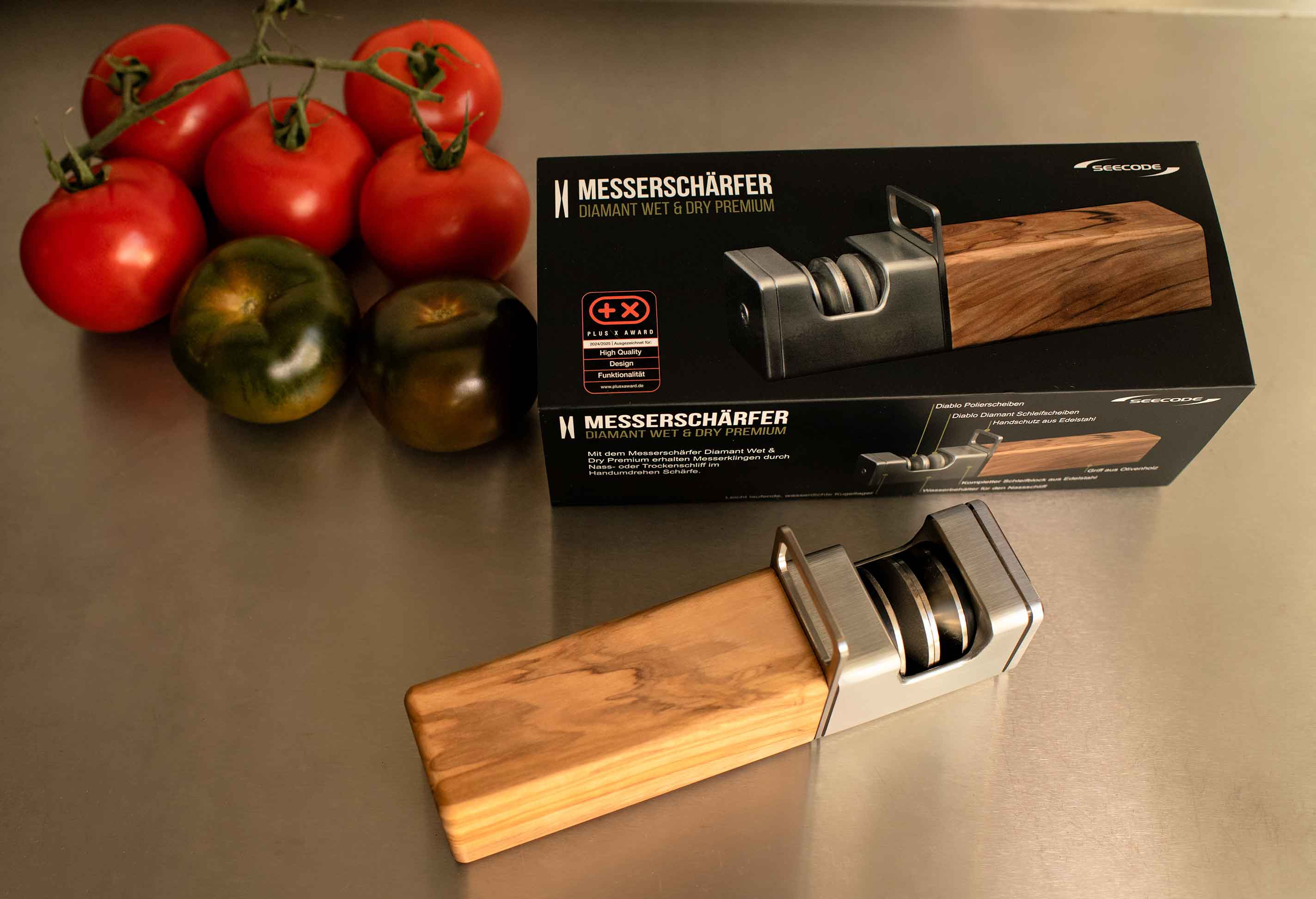 Seecode Diamant Wet & Dry Premium Messerschärfer Olivenholz