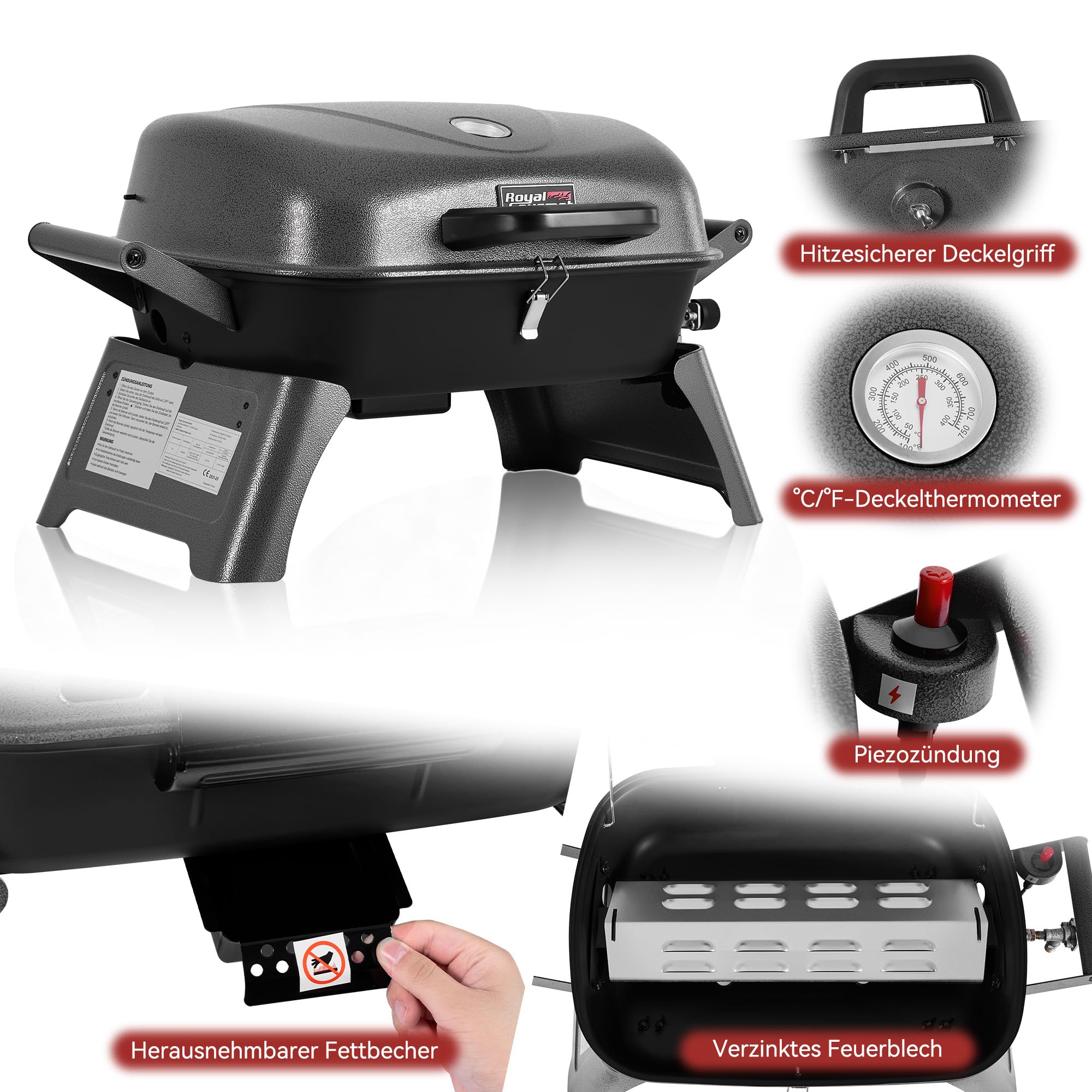 Royal Gourmet Gasgrills Tischgasgrill 3,5 kW klappbar Camping