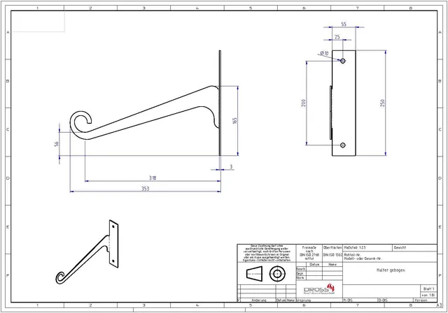 ChattenGlut Edelstahldesign Wandhalter 25kg 353mm rostfrei außen