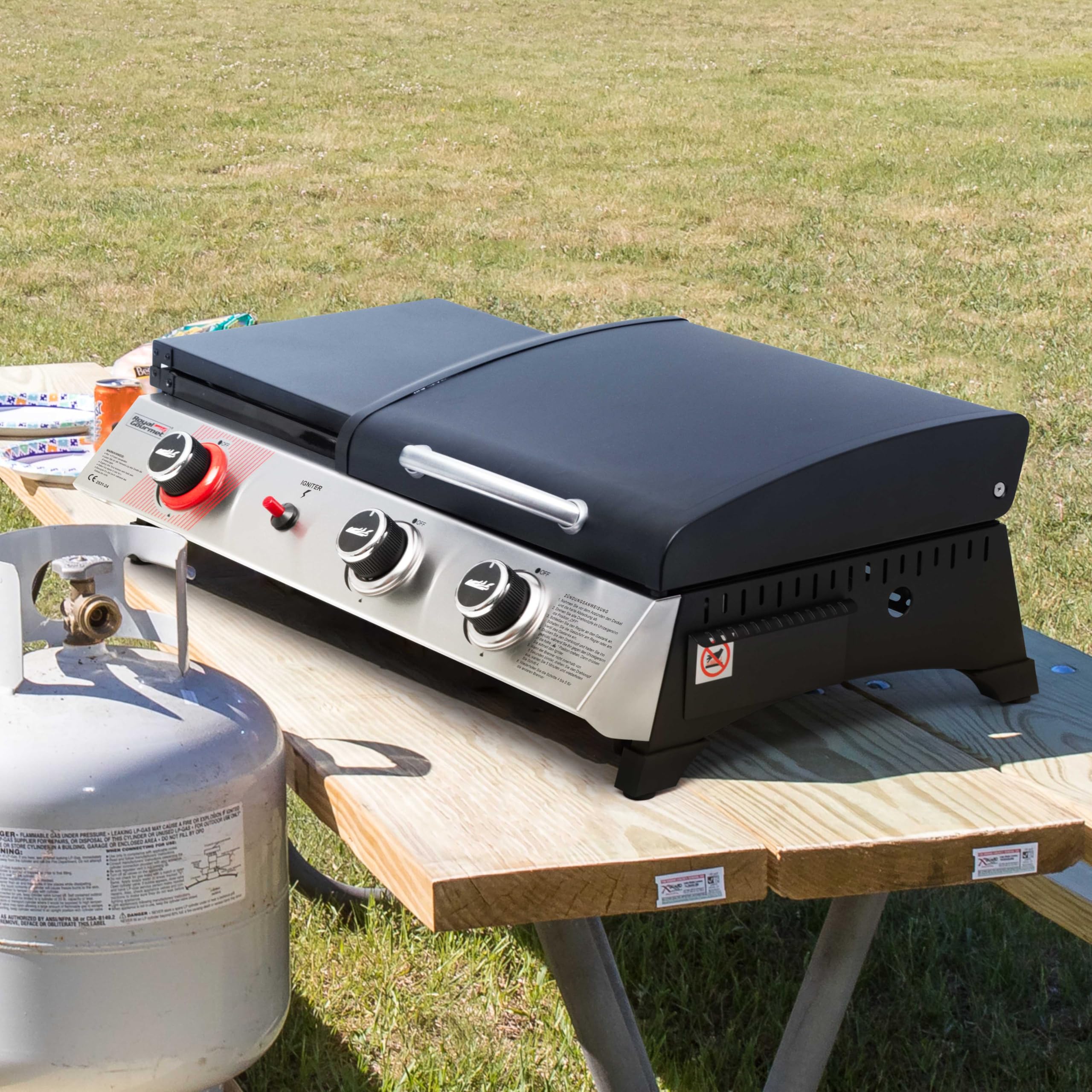 Royal Gourmet Gasgrill 3in1 Tischgrill 8,5kW schwarz