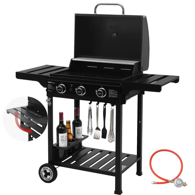 Royal Gourmet Gasgrill Grillwagen 3 Brenner 9 kW schwarz