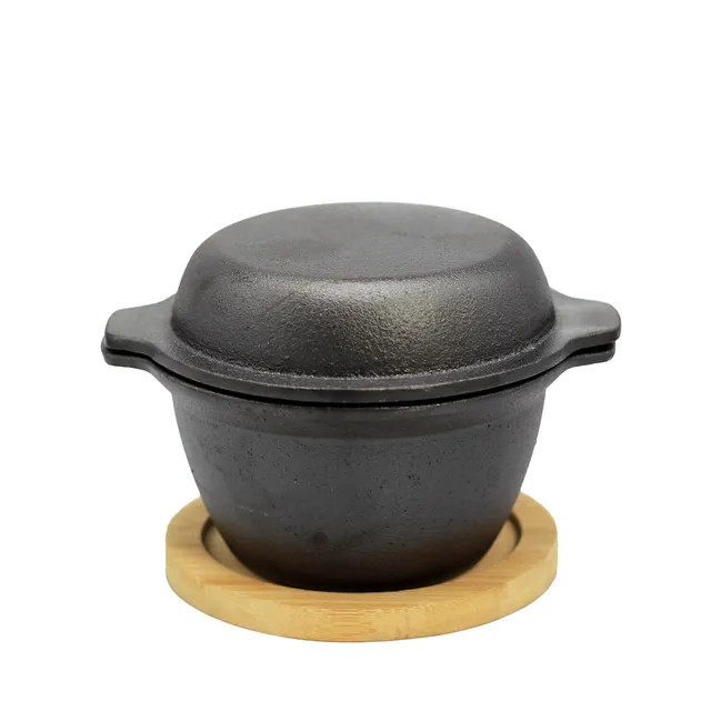 AllGrill Gusseisen Gusstöpfchen 10x9 cm mit Deckel 0,3 L