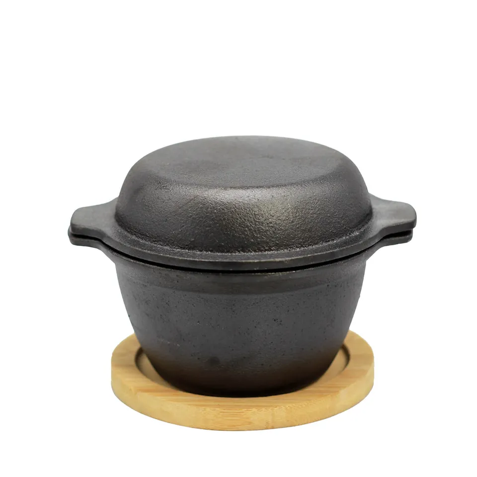 AllGrill Gusseisen Gusstöpfchen 10x9 cm mit Deckel 0,3 L